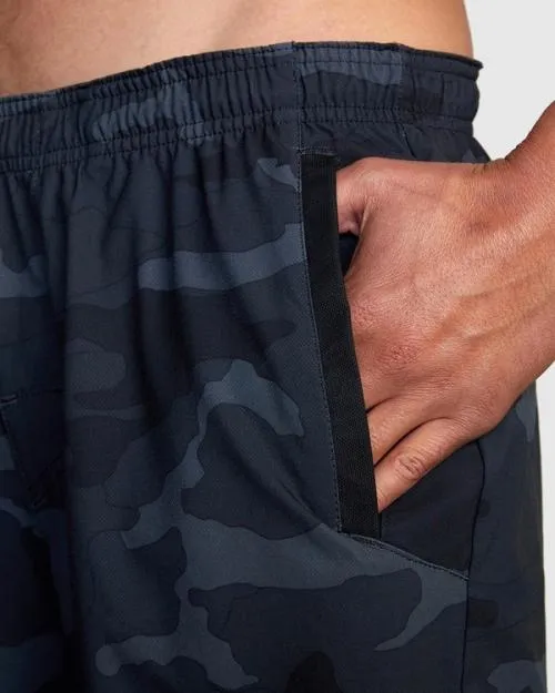 Rvca Yogger Stretch Elastic Waist Shorts 17034 Camo Men Athletic Shorts