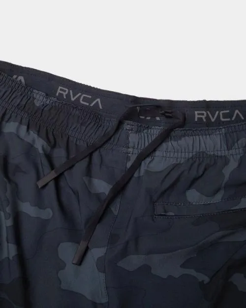 Rvca Yogger Stretch Elastic Waist Shorts 17034 Camo Men Athletic Shorts
