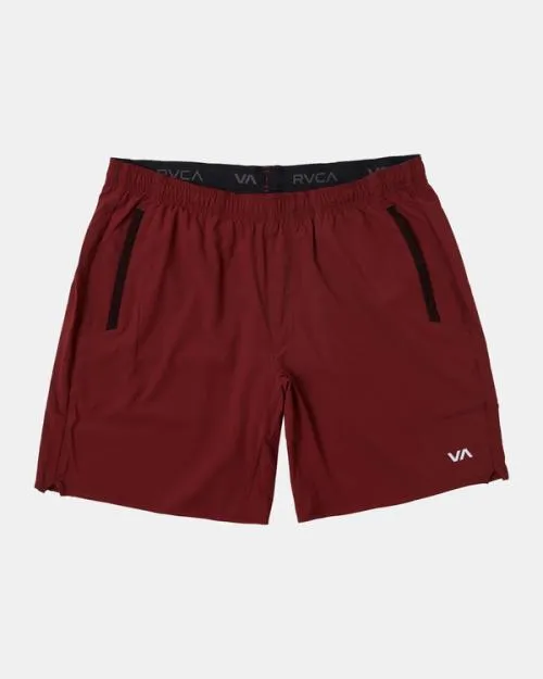 Rvca Yogger Stretch Elastic Waist Shorts 17034 Deep Magenta Men Athletic Shorts