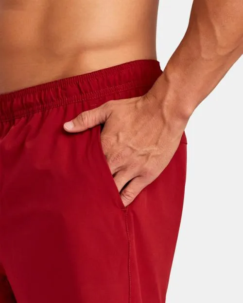Rvca Yogger Train 2In1 Elastic Waist Workout Shorts 17034 Cardinal Men Athletic Shorts