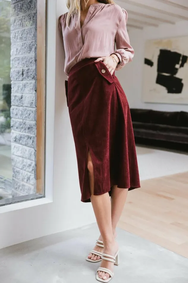 Savannah Corduroy Skirt In Wine Wine Women Bohme Skirts