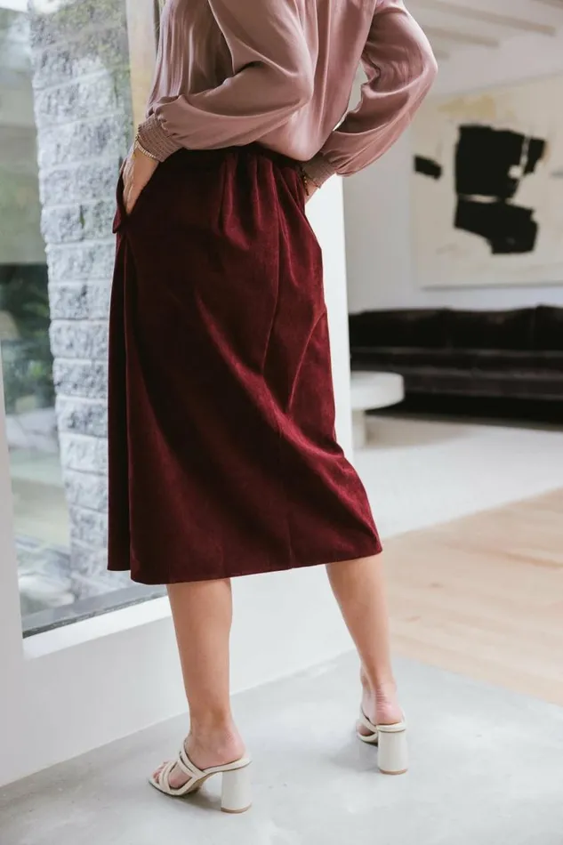 Savannah Corduroy Skirt In Wine Wine Women Bohme Skirts