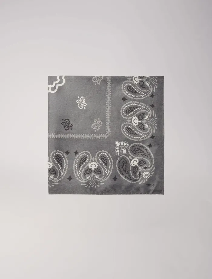 Scarves and Ponchos Women Maje Silk Paisley Print Bandana Grey