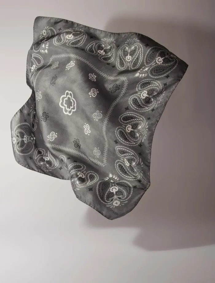 Scarves and Ponchos Women Maje Silk Paisley Print Bandana Grey