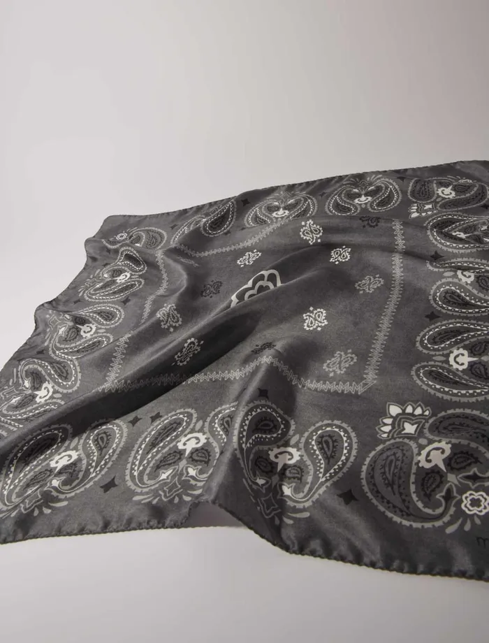 Scarves and Ponchos Women Maje Silk Paisley Print Bandana Grey