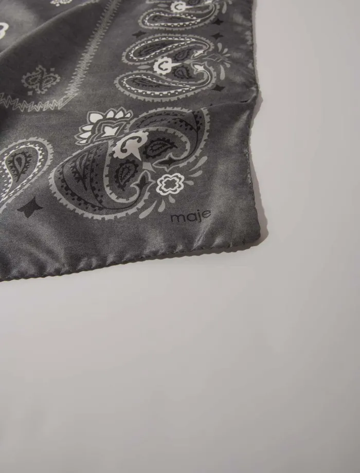 Scarves and Ponchos Women Maje Silk Paisley Print Bandana Grey