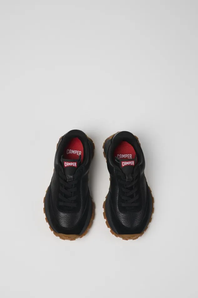 School Shoes Kids Camper Drift Trail Black Leather And Nubuck Sneaker School Shoes Kids Camper Drift Trail Black Leather And Nubuck Sneaker