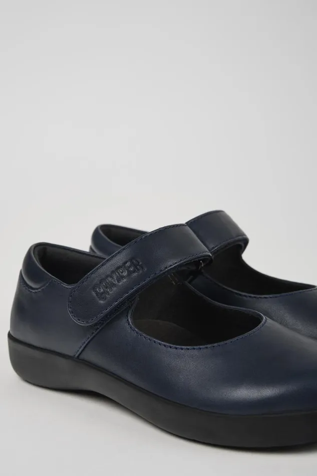 School Shoes Kids Camper Spiral Comet Navy Blue Leather Shoes