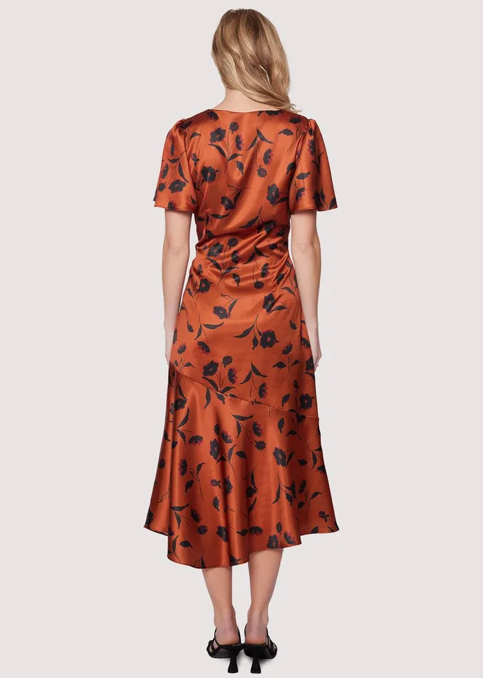 Sepia Dahlia Midi Dress Brownfloral Women Lost Wander Dresses