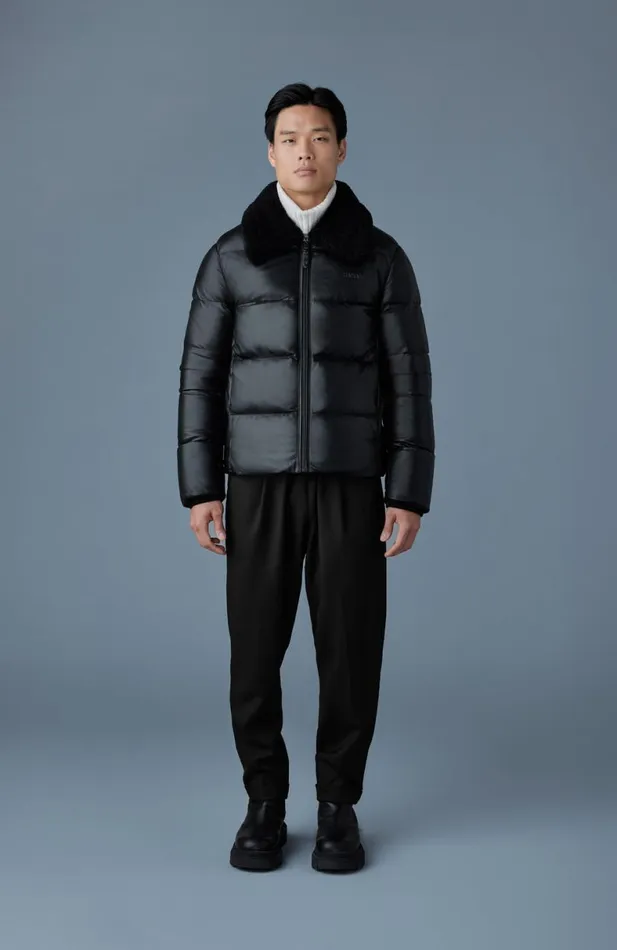 Shearling Jackets Men Mackage KYRIE Leather Down Quilted Jacket With Shearling Collar Black Shearling Jackets Men Mackage KYRIE Leather Down Quilted Jacket With Shearling Collar Black