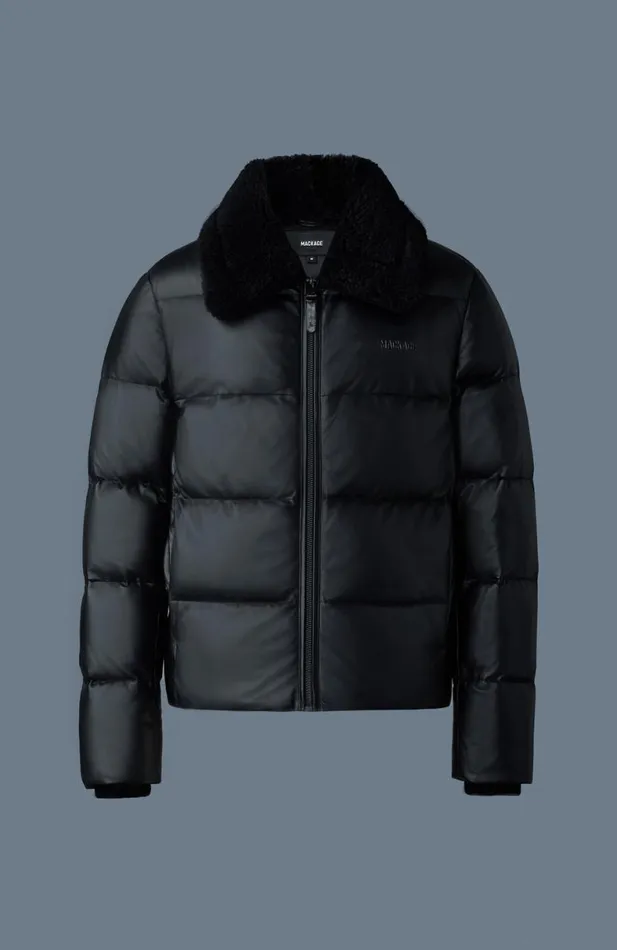 Shearling Jackets Men Mackage KYRIE Leather Down Quilted Jacket With Shearling Collar Black Shearling Jackets Men Mackage KYRIE Leather Down Quilted Jacket With Shearling Collar Black