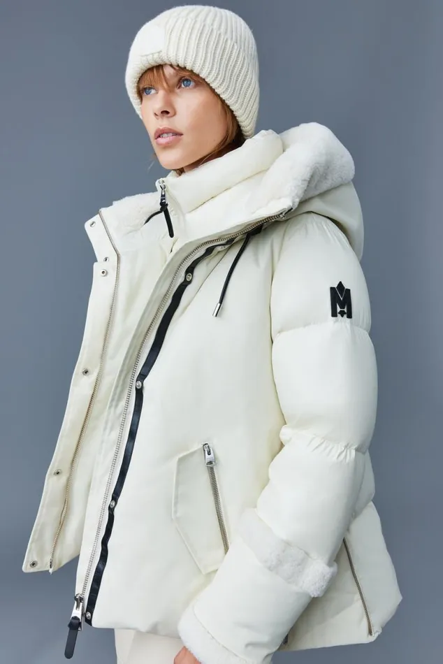 Shearling Jackets Women Mackage CYRAH Arctic Twill Down Jacket With Shearling Trim Blackcream Shearling Jackets Women Mackage CYRAH Arctic Twill Down Jacket With Shearling Trim Blackcream
