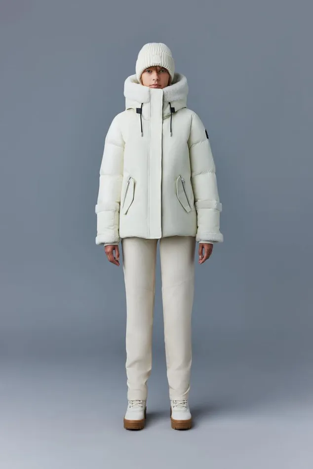 Shearling Jackets Women Mackage CYRAH Arctic Twill Down Jacket With Shearling Trim Blackcream Shearling Jackets Women Mackage CYRAH Arctic Twill Down Jacket With Shearling Trim Blackcream