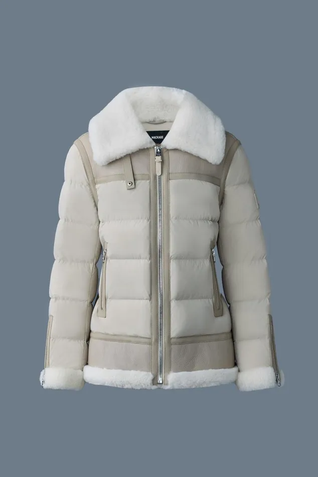 Shearling Jackets Women Mackage VANNA Mixedmedia Shearling Down Jacket Trenchnatural Shearling Jackets Women Mackage VANNA Mixedmedia Shearling Down Jacket Trenchnatural