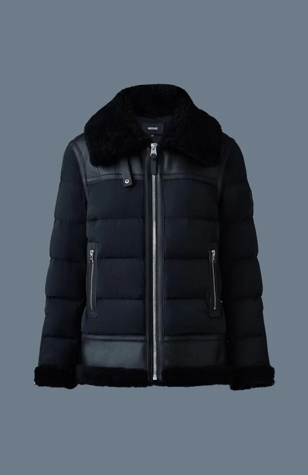 Shearling Jackets Women Mackage VANNA Mixedmedia Shearling Down Jacket Trenchnatural Shearling Jackets Women Mackage VANNA Mixedmedia Shearling Down Jacket Trenchnatural