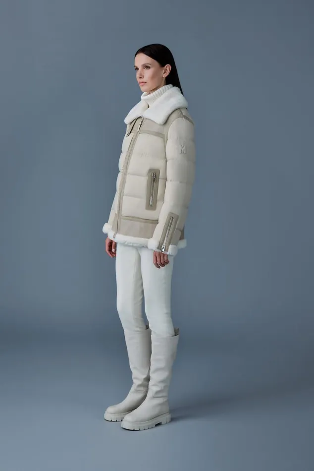 Shearling Jackets Women Mackage VANNA Mixedmedia Shearling Down Jacket Trenchnatural Shearling Jackets Women Mackage VANNA Mixedmedia Shearling Down Jacket Trenchnatural