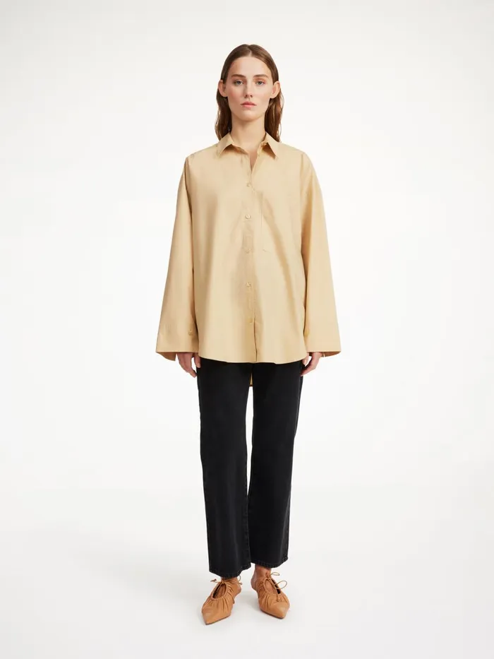 Shirts and Blouses Women By Malene Birger Derris Organic Cotton Shirt Dark Sand