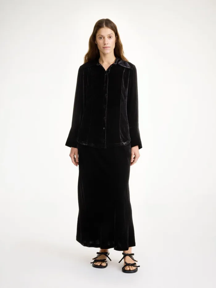 Shirts and Blouses Women By Malene Birger Rosiannas Velvet Shirt Black