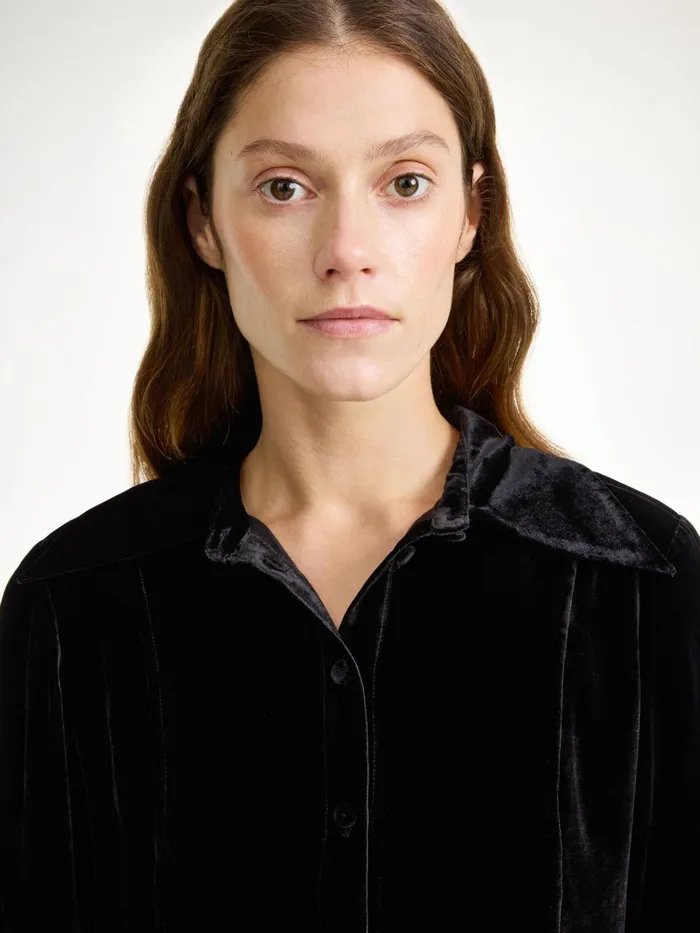 Shirts and Blouses Women By Malene Birger Rosiannas Velvet Shirt Black Shirts and Blouses Women By Malene Birger Rosiannas Velvet Shirt Black