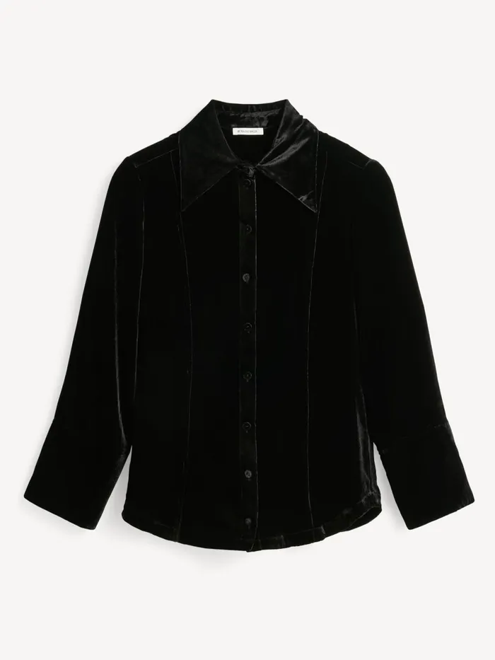 Shirts and Blouses Women By Malene Birger Rosiannas Velvet Shirt Black Shirts and Blouses Women By Malene Birger Rosiannas Velvet Shirt Black