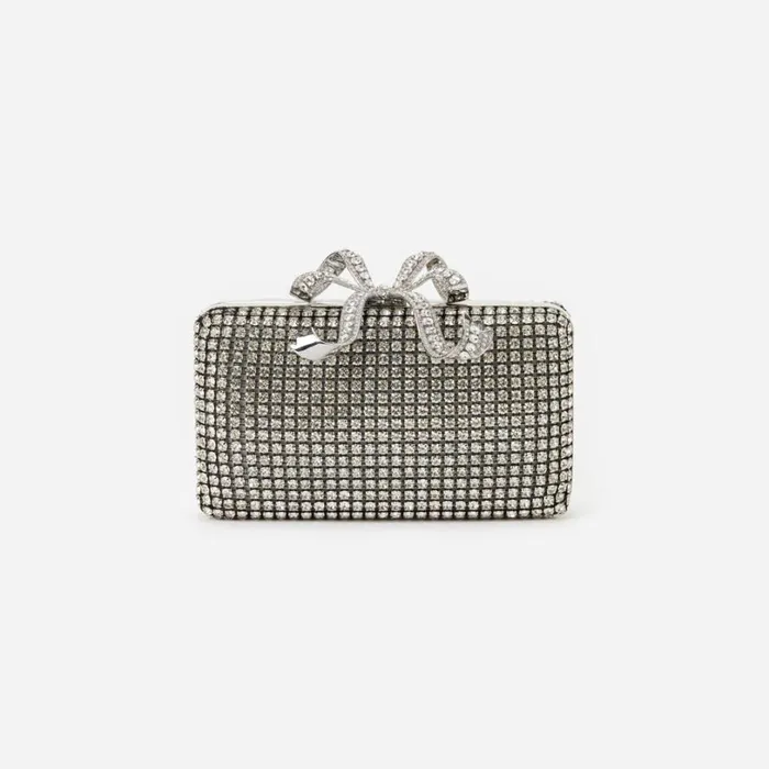 Silver Crystal Box Clutch Women Self Portrait Clutch Bags