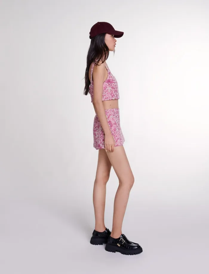 Skirts and Shorts Women Maje Layered Shorts Pink Jungle Canvas