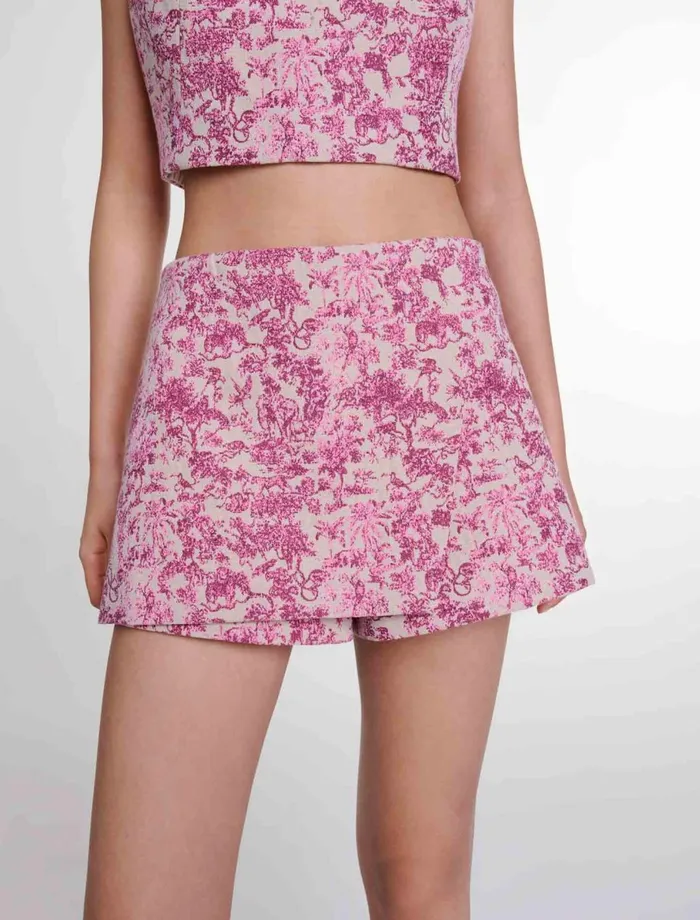 Skirts and Shorts Women Maje Layered Shorts Pink Jungle Canvas