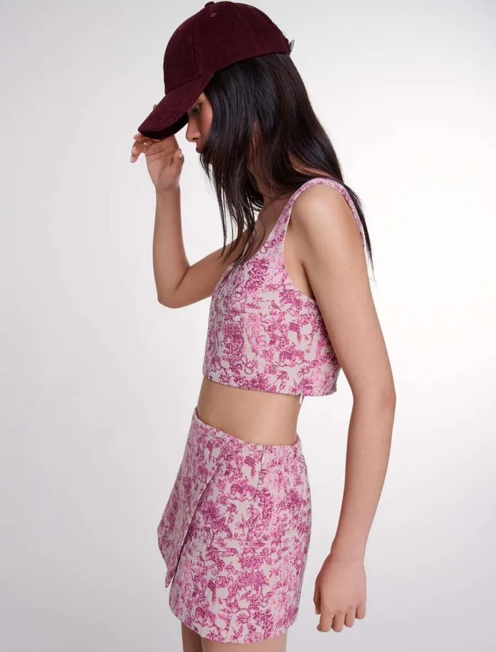 Skirts and Shorts Women Maje Layered Shorts Pink Jungle Canvas