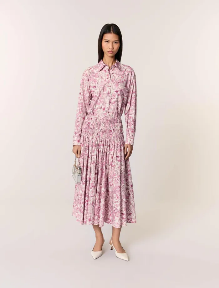 Skirts and Shorts Women Maje Printed Maxi Skirt Paris Pink Print