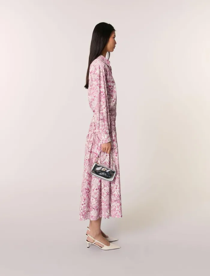 Skirts and Shorts Women Maje Printed Maxi Skirt Paris Pink Print
