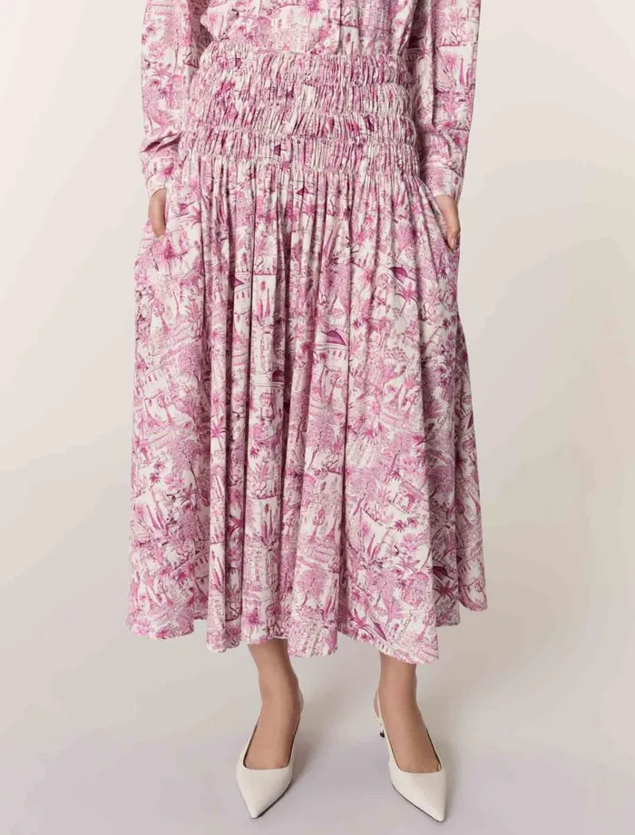 Skirts and Shorts Women Maje Printed Maxi Skirt Paris Pink Print