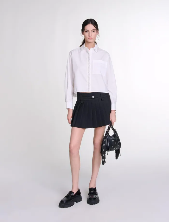 Skirts and Shorts Women Maje Short Pleated Skirt Black