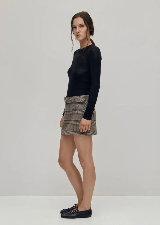 Skirts Women ALOHAS Shibuya Checks Brown Skirt