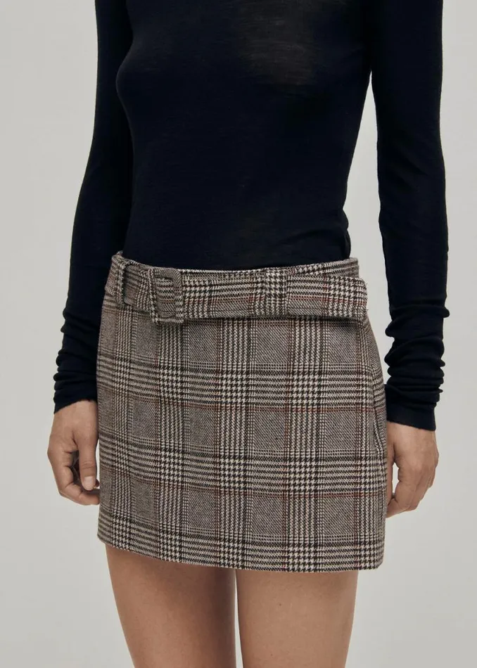 Skirts Women ALOHAS Shibuya Checks Brown Skirt