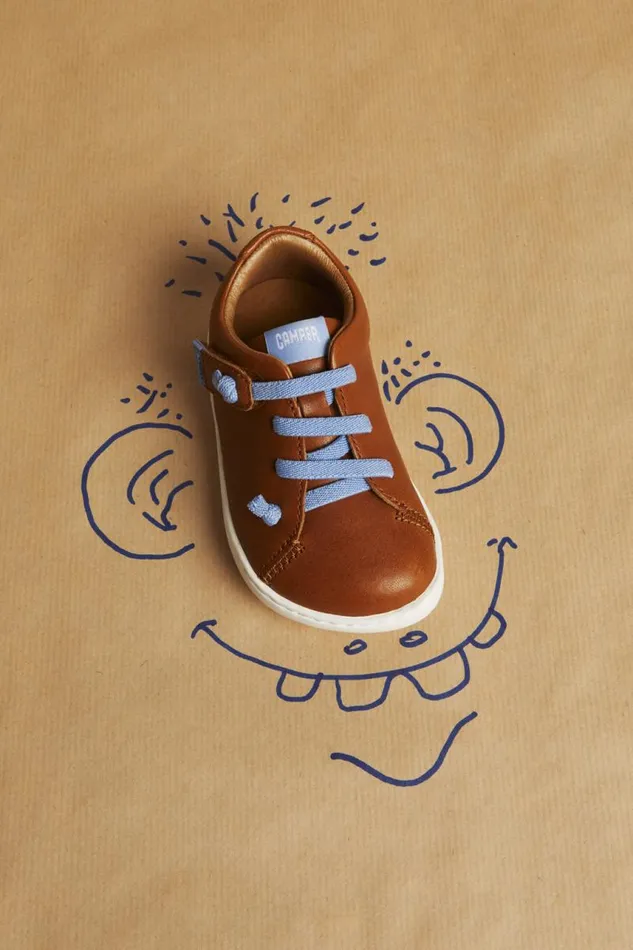 Sneakers Kids Camper Peu Brown Leather Basket Sneakers Kids Camper Peu Brown Leather Basket