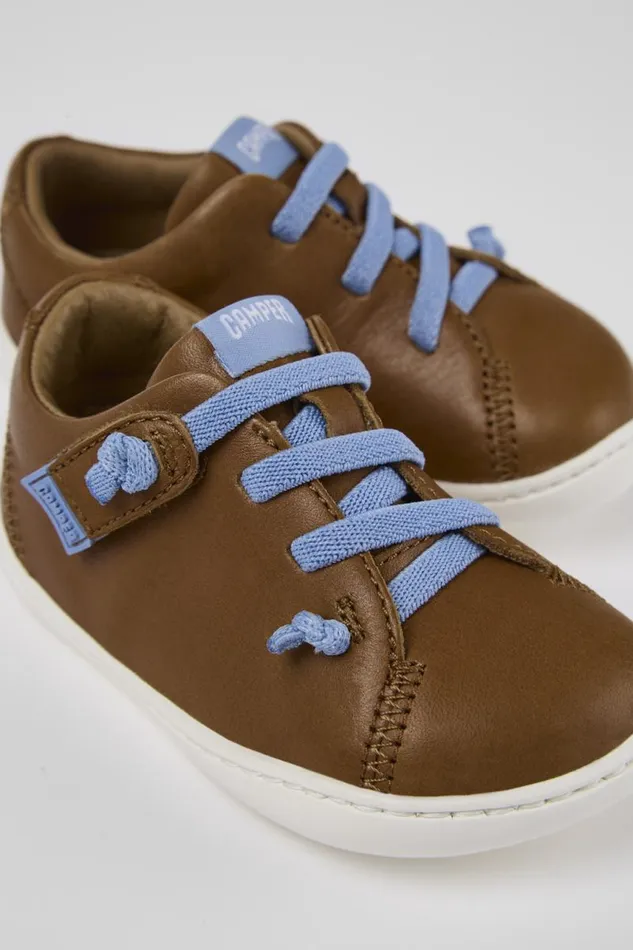 Sneakers Kids Camper Peu Brown Leather Basket Sneakers Kids Camper Peu Brown Leather Basket