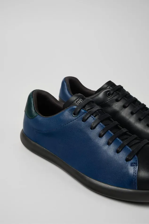 Sneakers Men Camper Twins Black And Blue Leather Sneaker