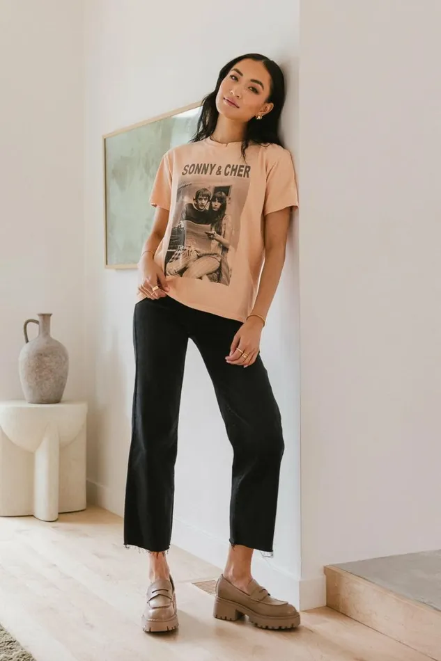Sonny and Cher Graphic Tee 8211 FINAL SALE Peach Women Bohme Tees and Tanks