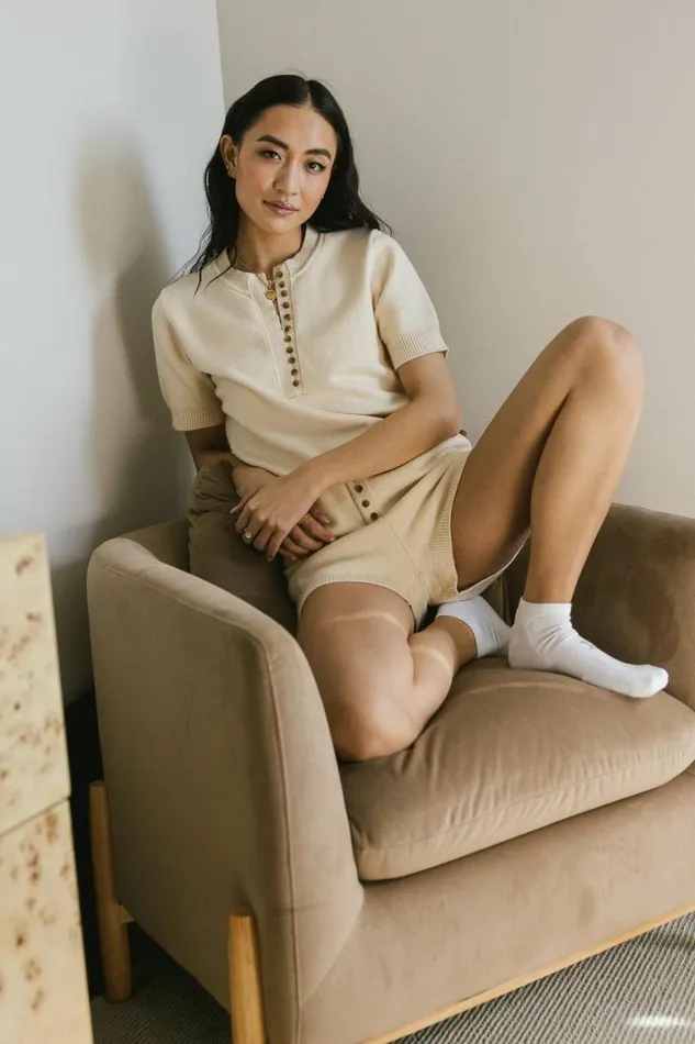 Spencer Knit Shorts In Cream Cream Women Bohme Sets