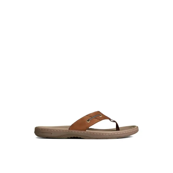 Sperry Baitfish Leather Flip Flop Brown Leather Mixed Material Men Sandals