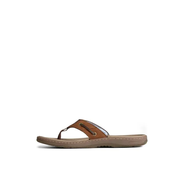 Sperry Baitfish Leather Flip Flop Brown Leather Mixed Material Men Sandals