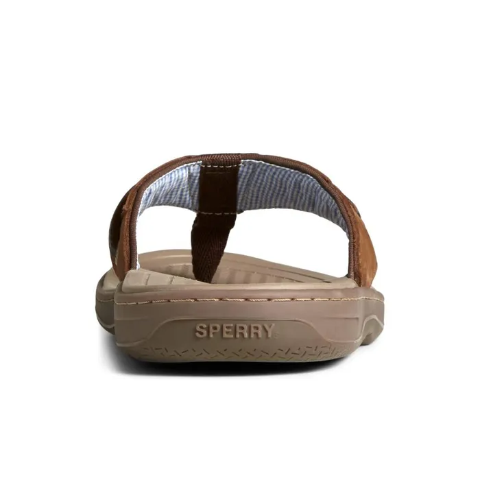 Sperry Baitfish Leather Flip Flop Brown Leather Mixed Material Men Sandals