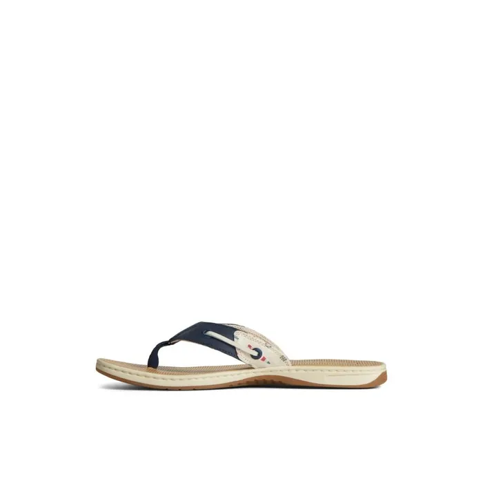 Sperry Seafish Nautical Flip Flop White Women Sandals