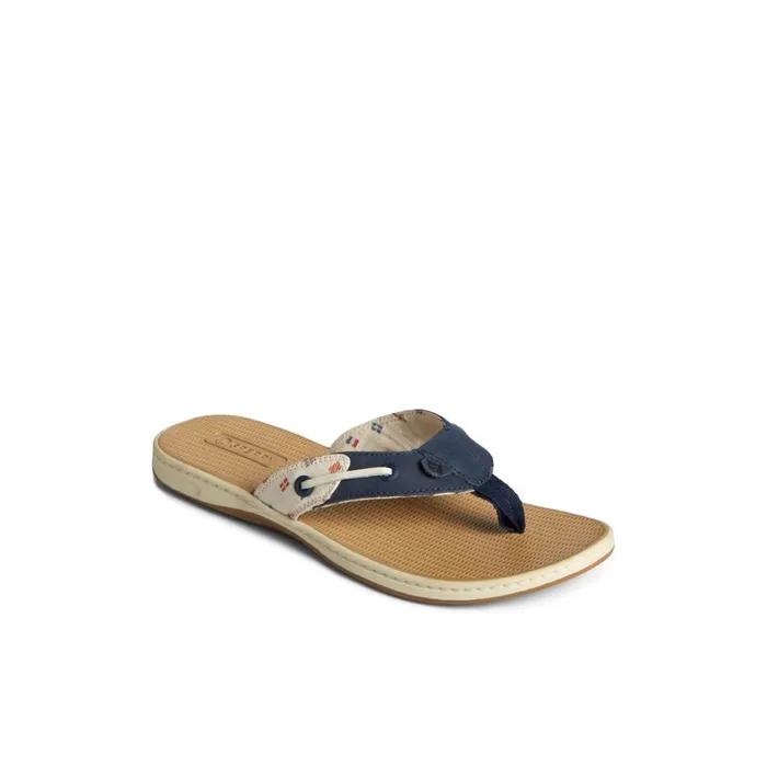 Sperry Seafish Nautical Flip Flop White Women Sandals