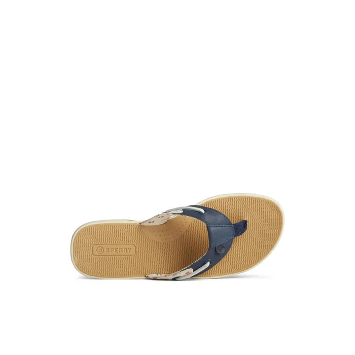 Sperry Seafish Nautical Flip Flop White Women Sandals