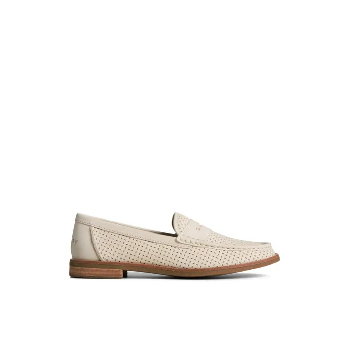 Sperry Seaport Perforated Penny Loafer Bone Women Oxfords and Loafers