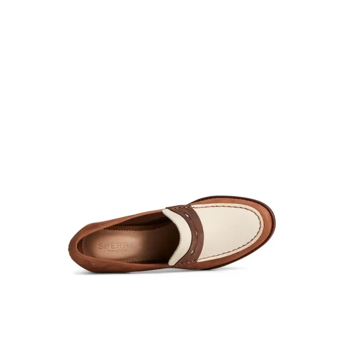 Sperry Seaport TwoTone Penny Heel Brown Women Oxfords and Loafers