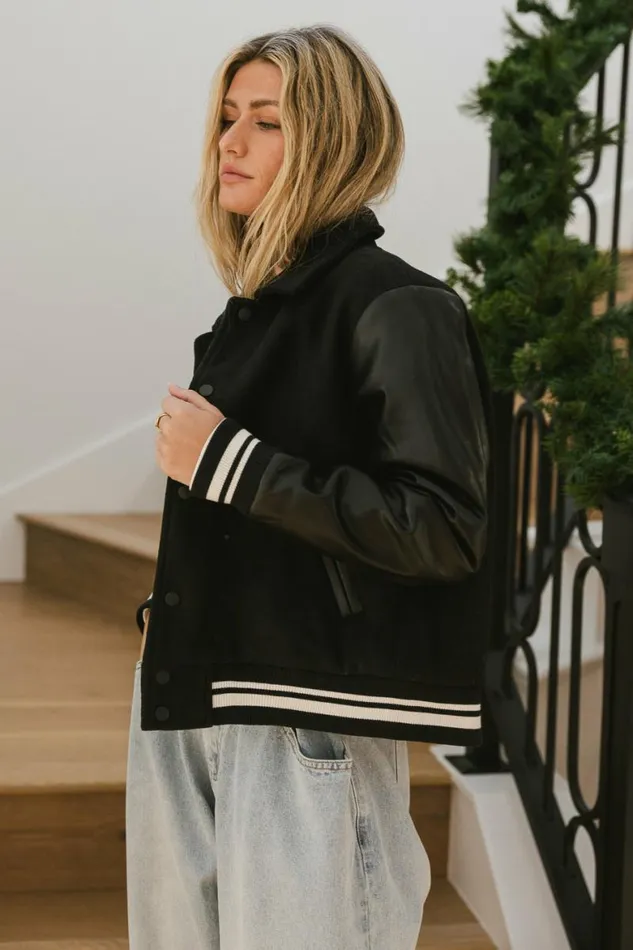 Starting Line Up Varsity Jacket Black Women Bohme Outerwear