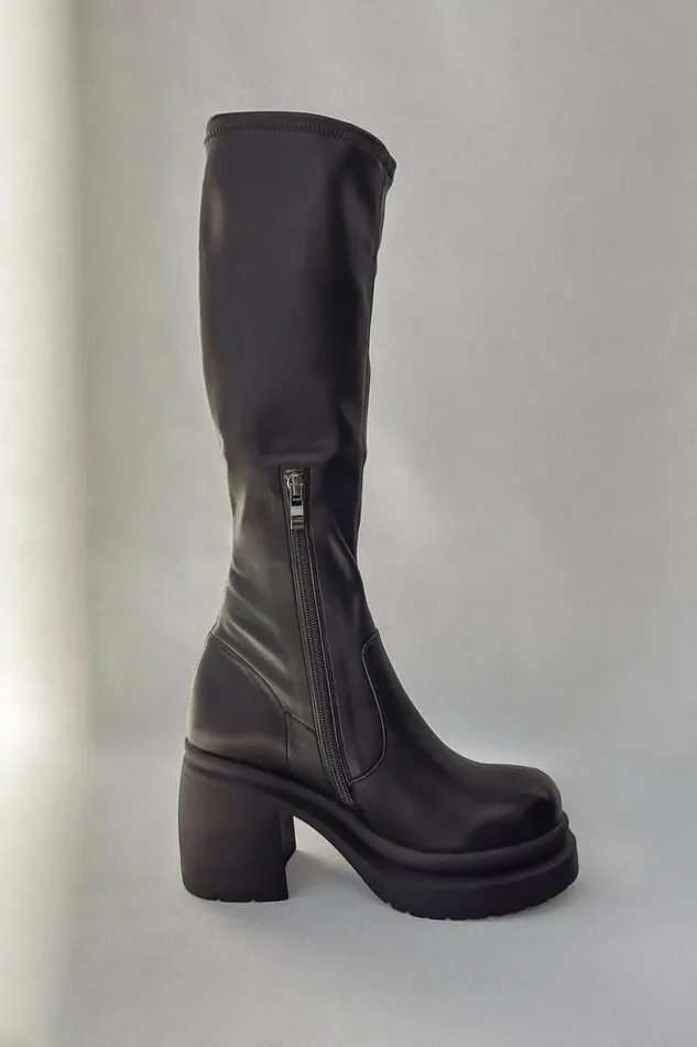 Steve Madden Linnie Knee High Boots Black Women Bohme Shoes