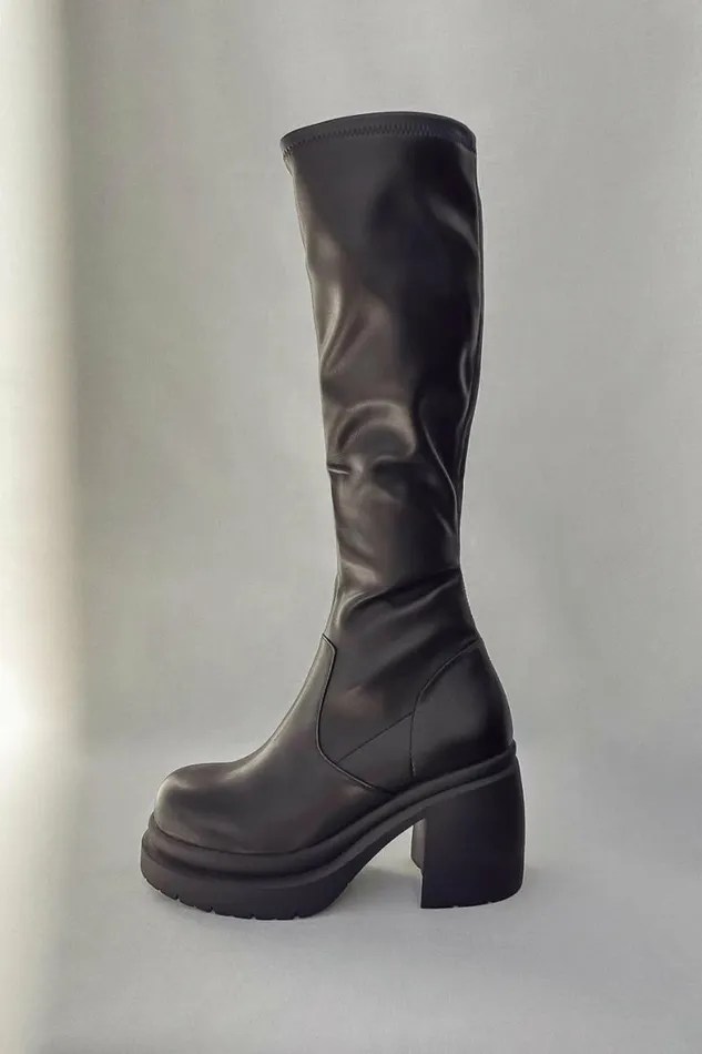 Steve Madden Linnie Knee High Boots Black Women Bohme Shoes